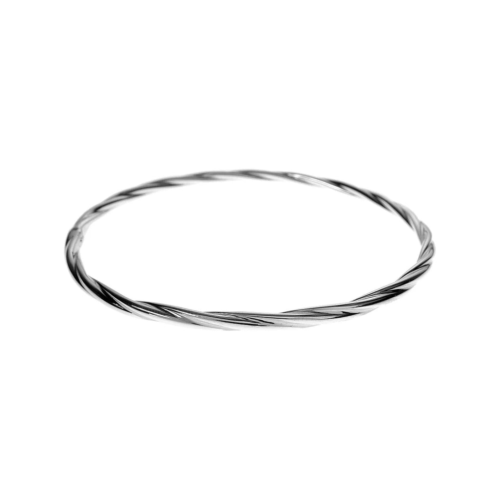 Sterling Silver Twisted Bangle British Made 925 Hallmarked Brand New Boxed