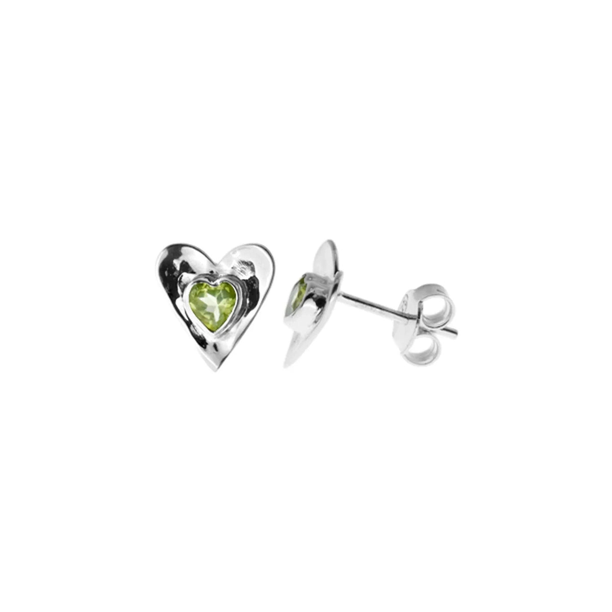 Peridot Heart Stud Earrings Sterling Silver 925 Hallmarked Brand New Boxed