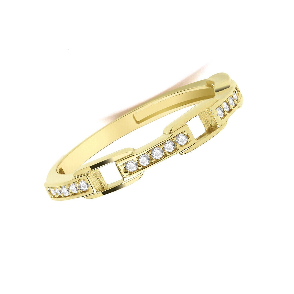 Chain Link Ring 9ct Yellow Gold Hallmarked Sizes J - T British Made