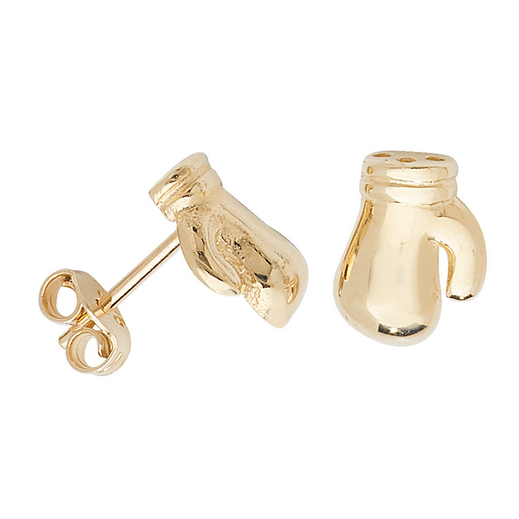 Mens Boxing Glove Earrings 9ct Yellow Gold Gents 375 Hallmarked Brand New Boxed