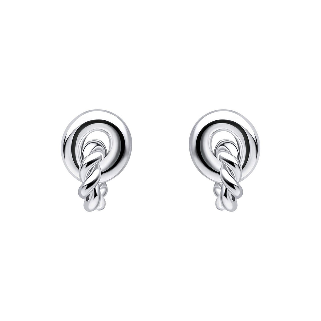 Linked Rope Stud Earrings Sterling Silver 925 Hallmarked British Made