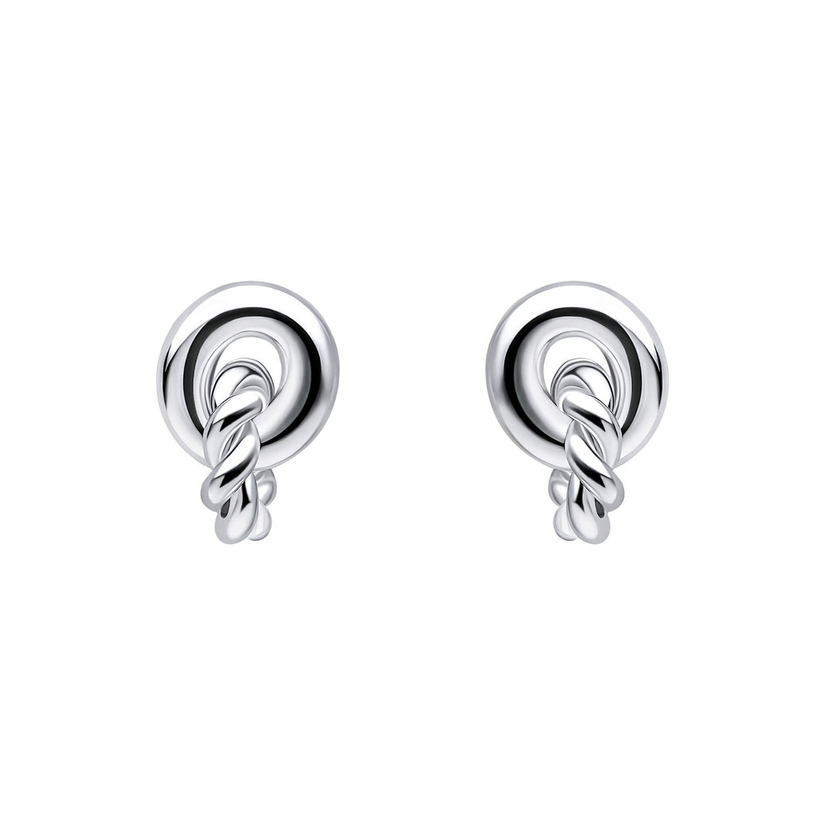 Linked Rope Stud Earrings Sterling Silver 925 Hallmarked British Made