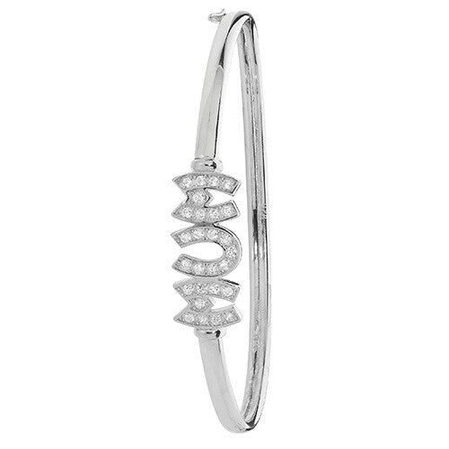 Mum Gemstone Bangle Sterling Silver 925 Hallmarked British Made (Mothers Day)