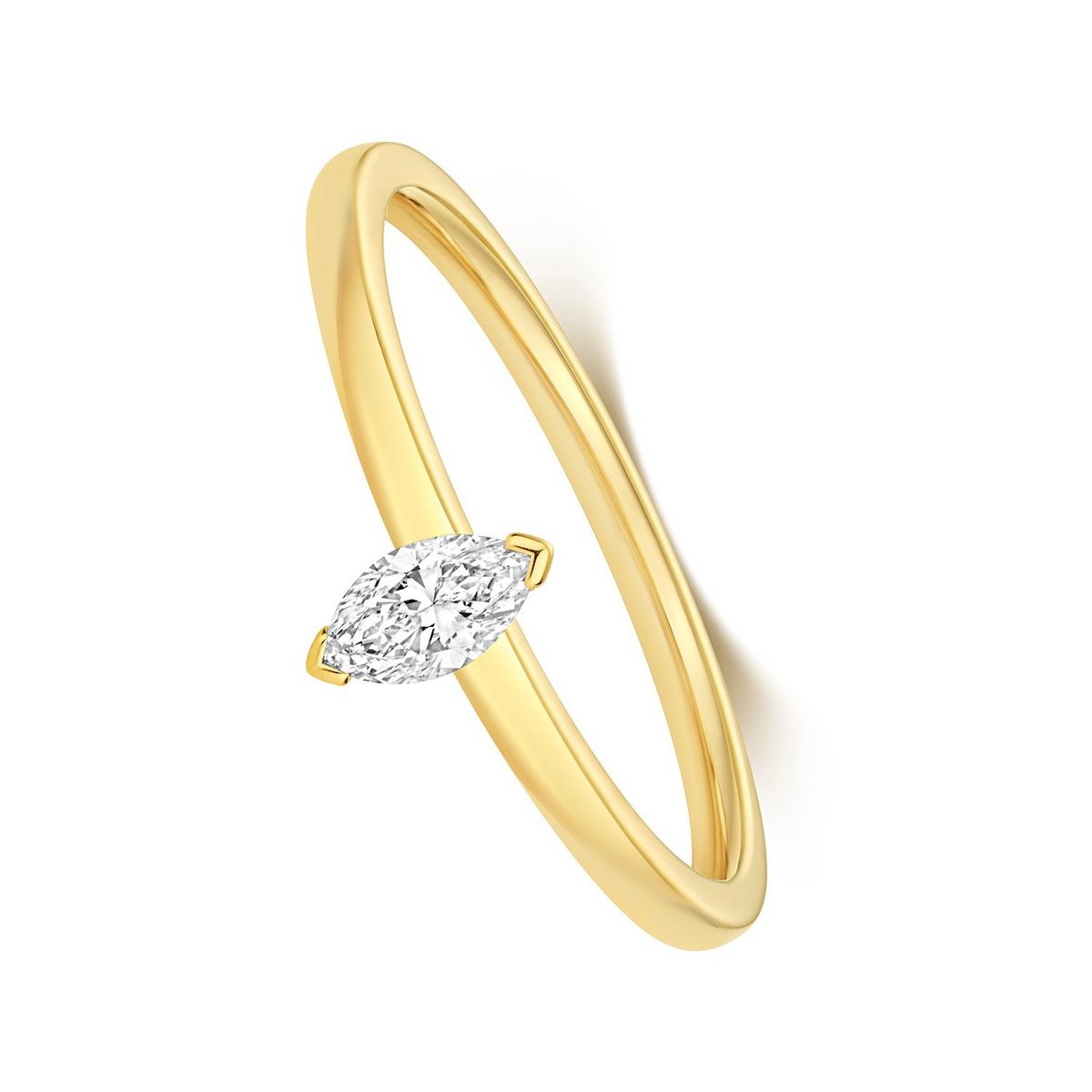 1 Natural Diamond Marquise Cut Ring 18ct Yellow Gold Hallmarked Sizes K - N