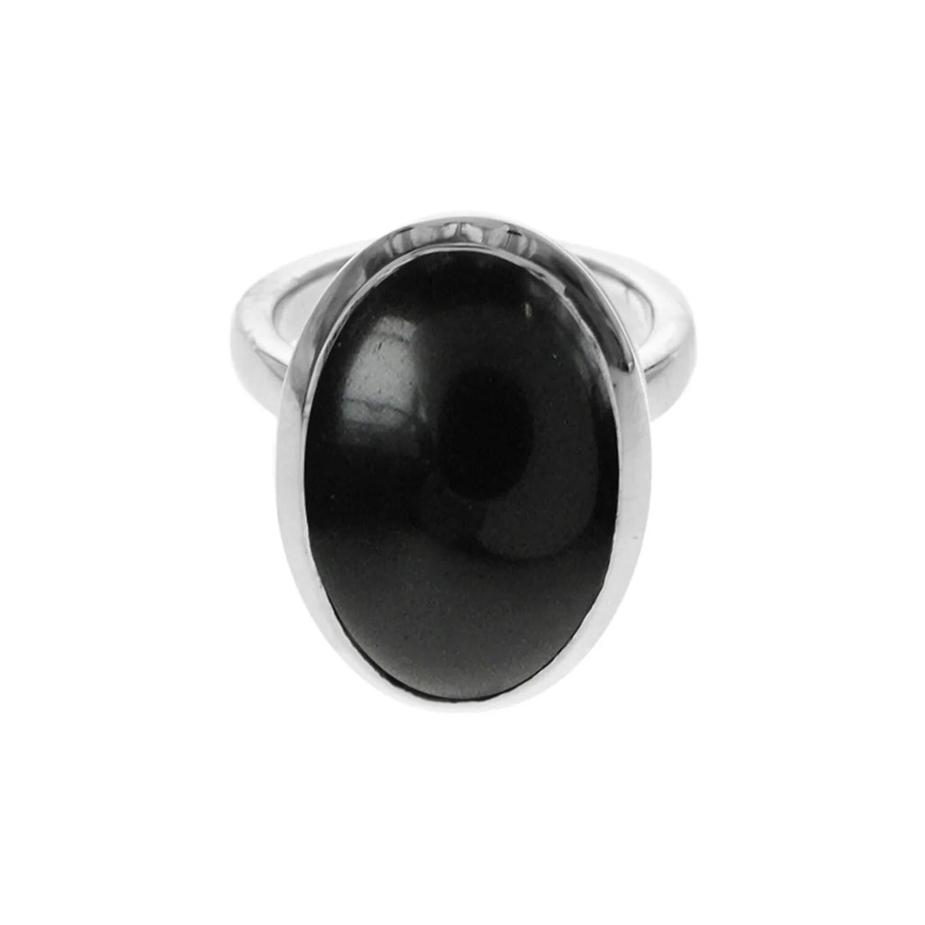 Oval Onyx Ring Sterling Silver 925 Hallmarked British Made Size K - T