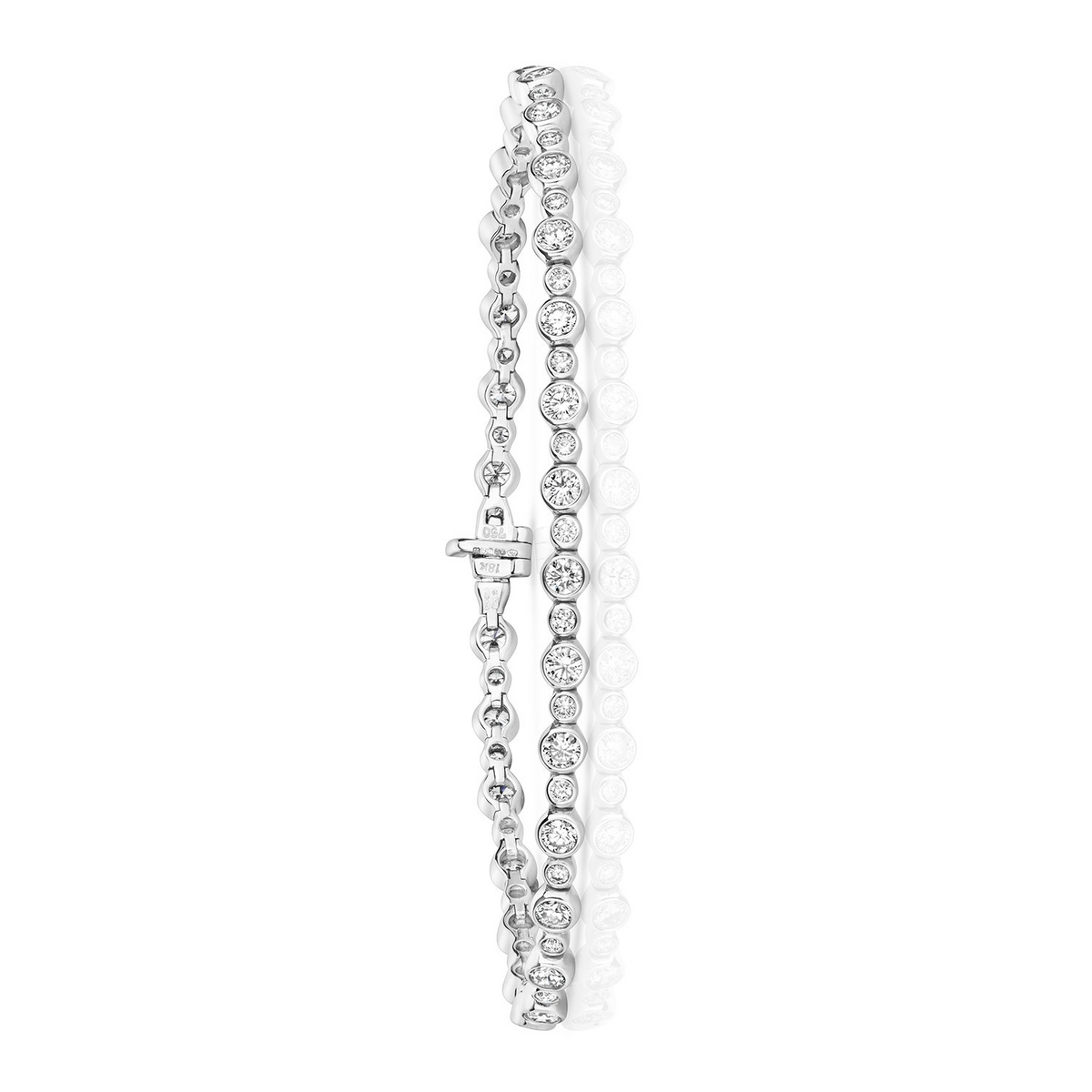 Flush Natural Diamond 18ct White Gold Bracelet 375 Hallmarked British Made