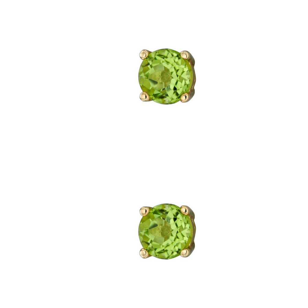 Natural Peridot August Stud Earrings 9ct Yellow Gold 375 Hallmark British Made