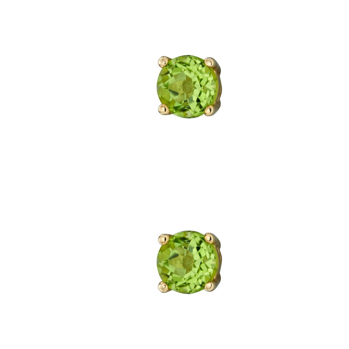 Natural Peridot August Stud Earrings 9ct Yellow Gold 375 Hallmark British Made