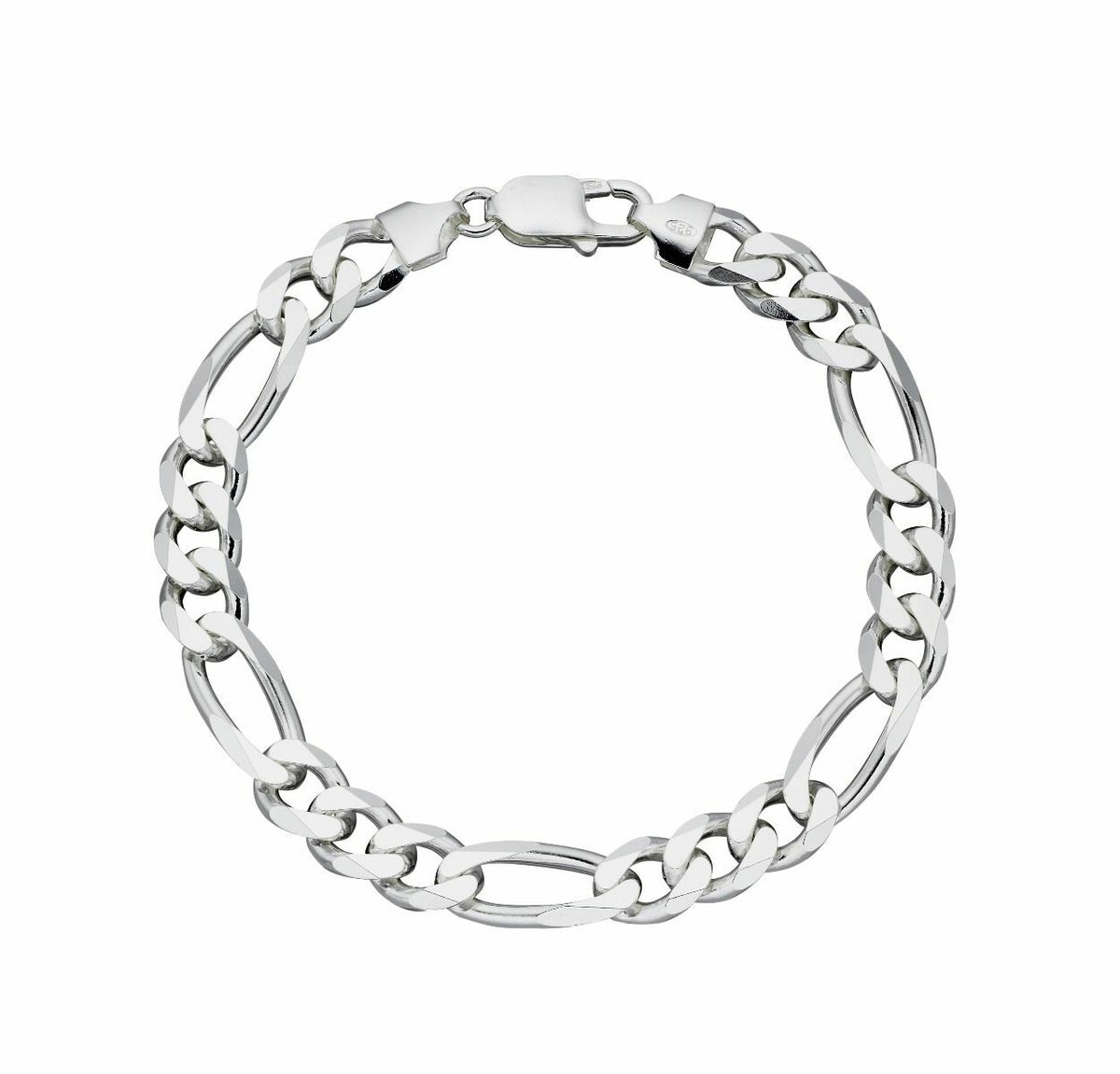 Gents Heavyweight Figaro Bracelet Solid Sterling Silver 925 Hallmarked 22cm