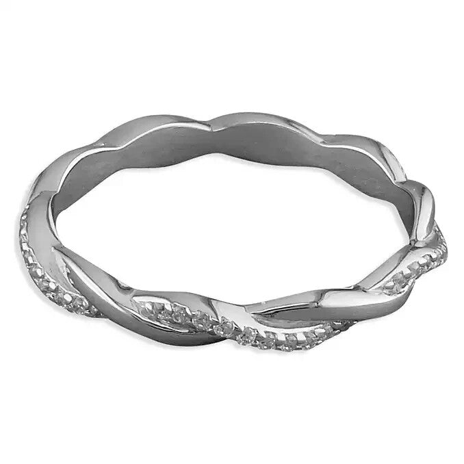 Entwined Eternity Ring Sterling Silver 925 Hallmarked British Made Size L - R