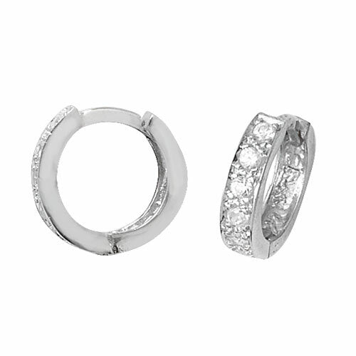 Mens Huggie Hoop Earring Cubic Zirconia Solid Sterling Silver Gents