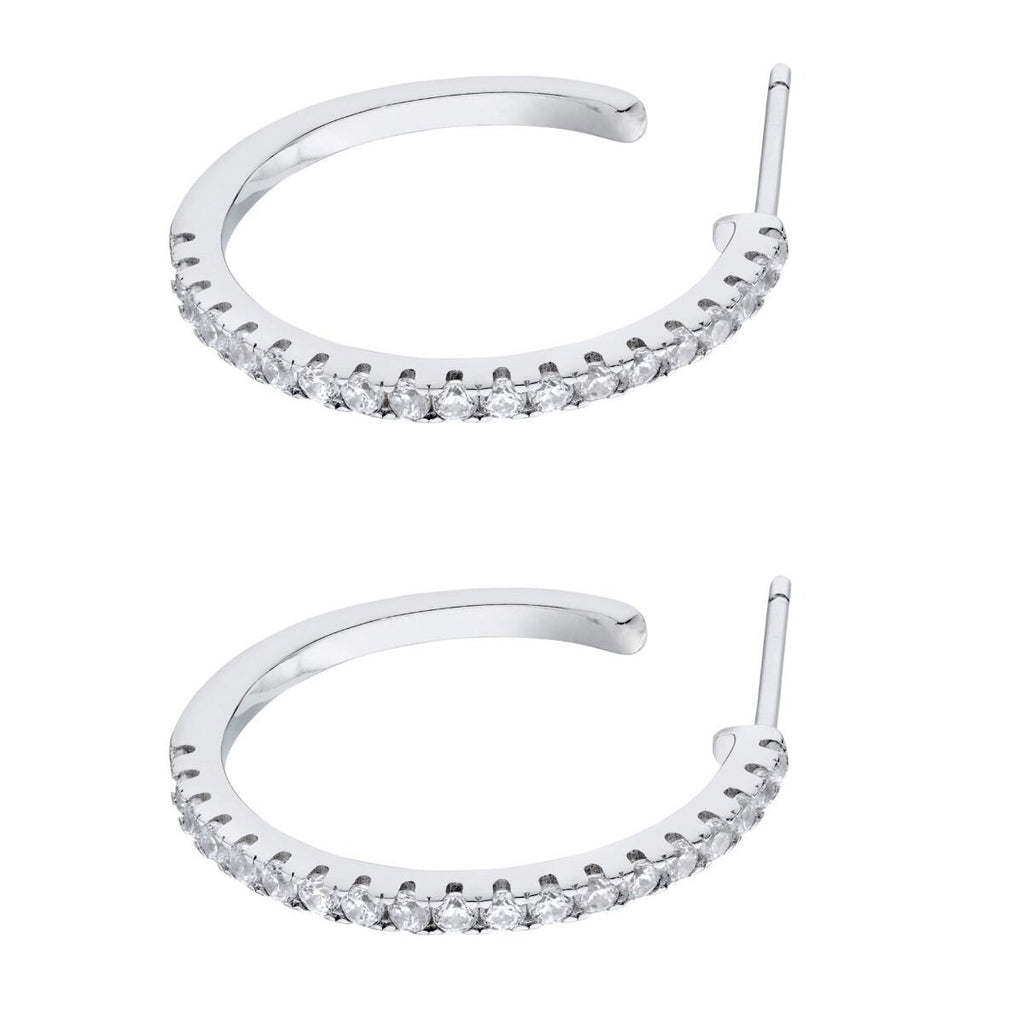 3/4 Zircon Hoop Earrings Sterling Silver 925 Hallmarked Brand New Boxed