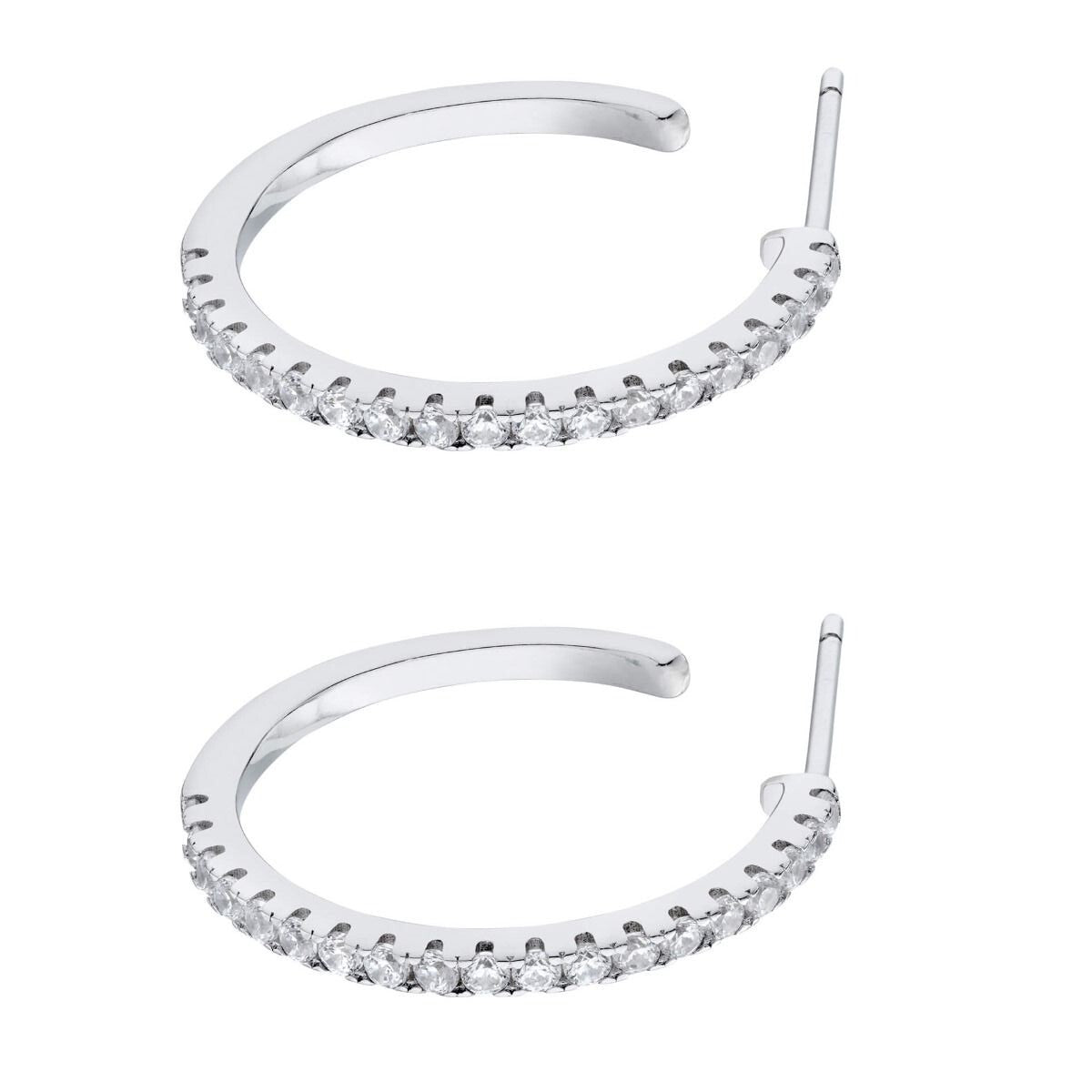 3/4 Zircon Hoop Earrings Sterling Silver 925 Hallmarked Brand New Boxed
