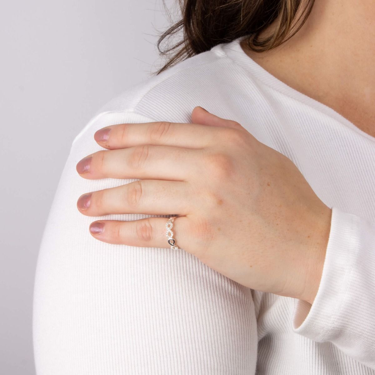 Infinity Eternity Gemstone Ring Sterling Silver 925 Hallmarked L - Q
