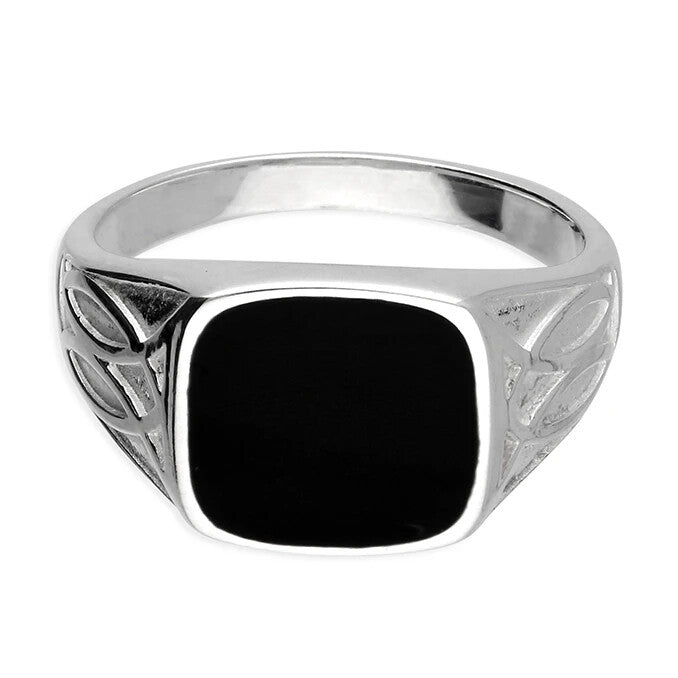 Sterling Silver Gents Ring Onyx Signet Design Hallmarked Size R - Z British Made