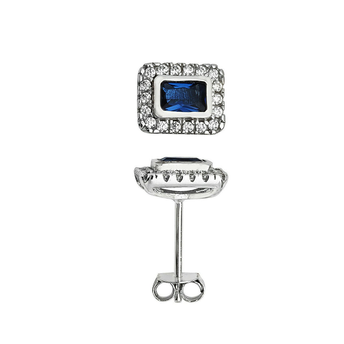 Natural Sapphire Earrings Solid Sterling Silver 925 Hallmark Brand New Boxed
