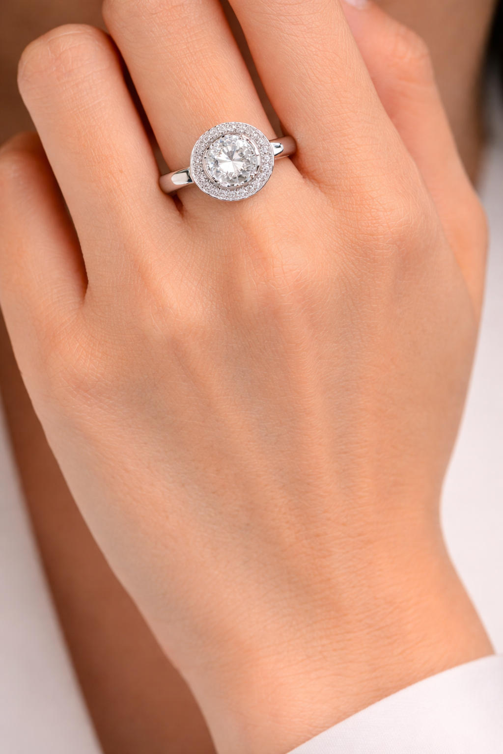 Round Moissanite Ring Sterling Silver 925 Hallmarked British Made Size L - Q