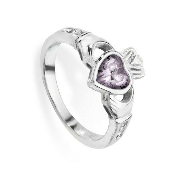 Sterling Silver Alexandrite Ring Claddagh June Stone 925 Hallmarked Size J - R