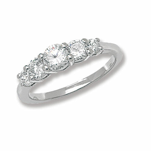 Sterling Silver Anniversary Ring Five Stone Gemstone 925 Hallmarked Size J - T