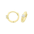 9ct Yellow Gold 1 Stone Hoop Earrings British Made 375 Hallmark Brand New Boxed