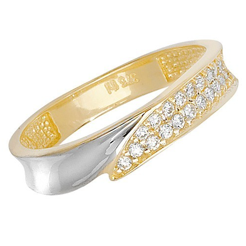 Wavy Band Ring 9ct 2 Tone Gold 375 Hallmarked Sizes J - S British Made