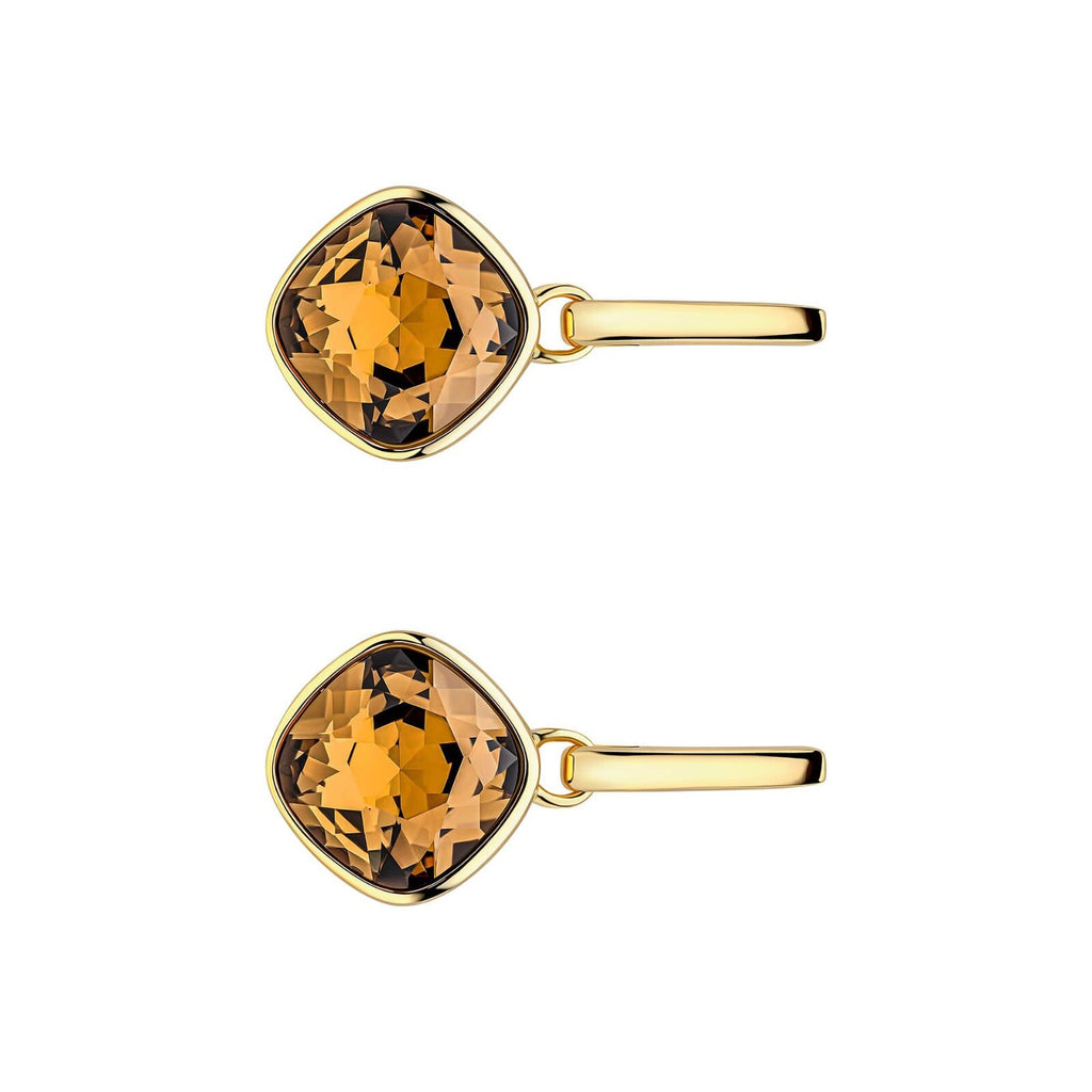 Cushion Citrine Drop Earrings 9ct Yellow Gold Plated Hallmarked Brand New Boxed
