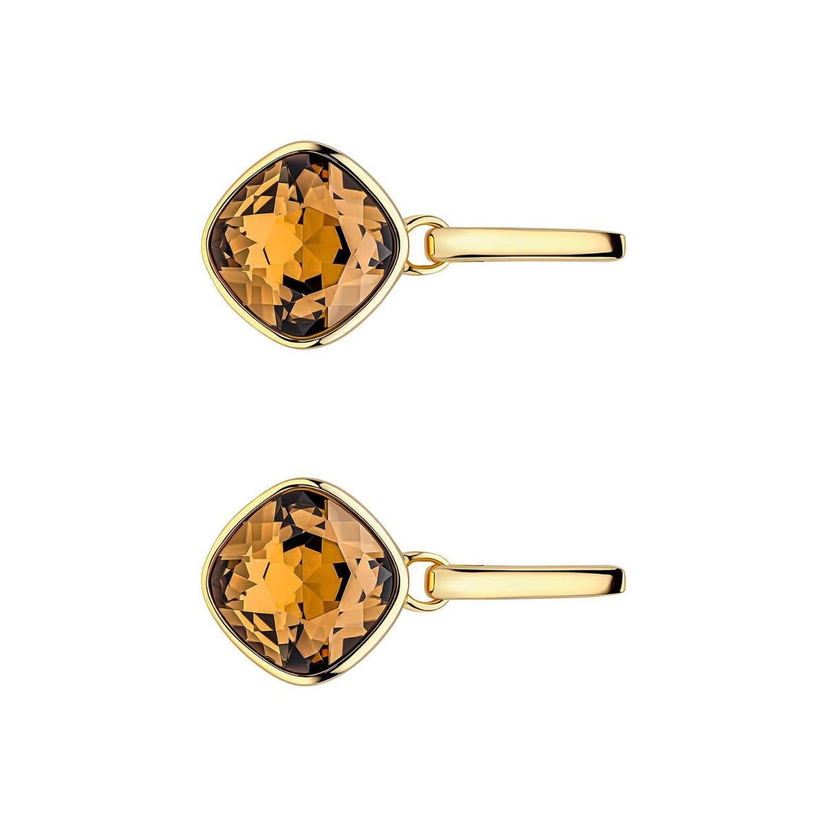 Cushion Citrine Drop Earrings 9ct Yellow Gold Plated Hallmarked Brand New Boxed