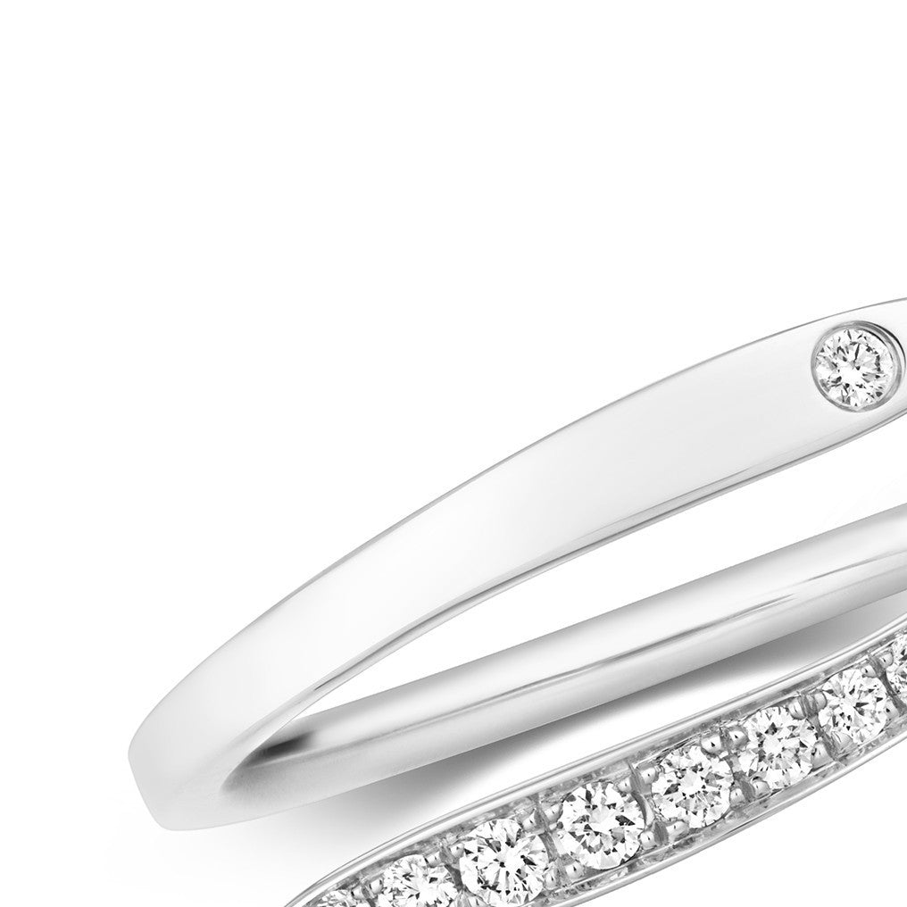 15 Natural Diamond Crossover Wrap Ring 18ct White Gold Hallmarked Sizes J - Q