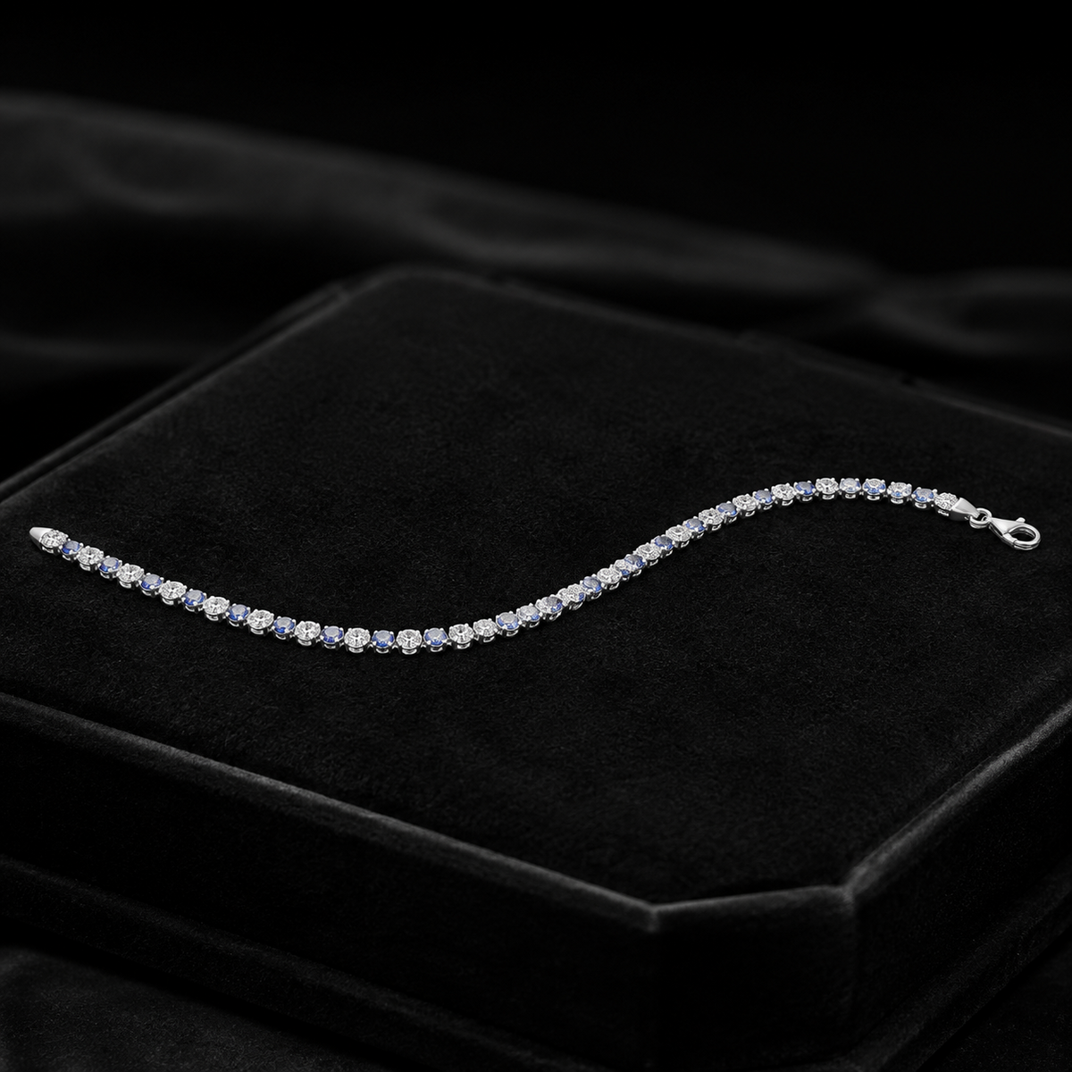Natural Sapphire Tennis Bracelet Sterling Silver 925 Hallmarked Brand New Boxed