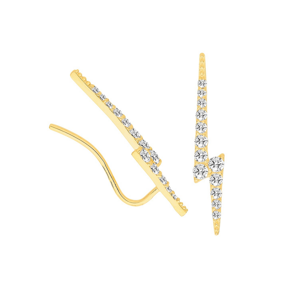 Lightining Bolt Stud Earrings 9ct Yellow Gold 375 Hallmarked Brand New Boxed
