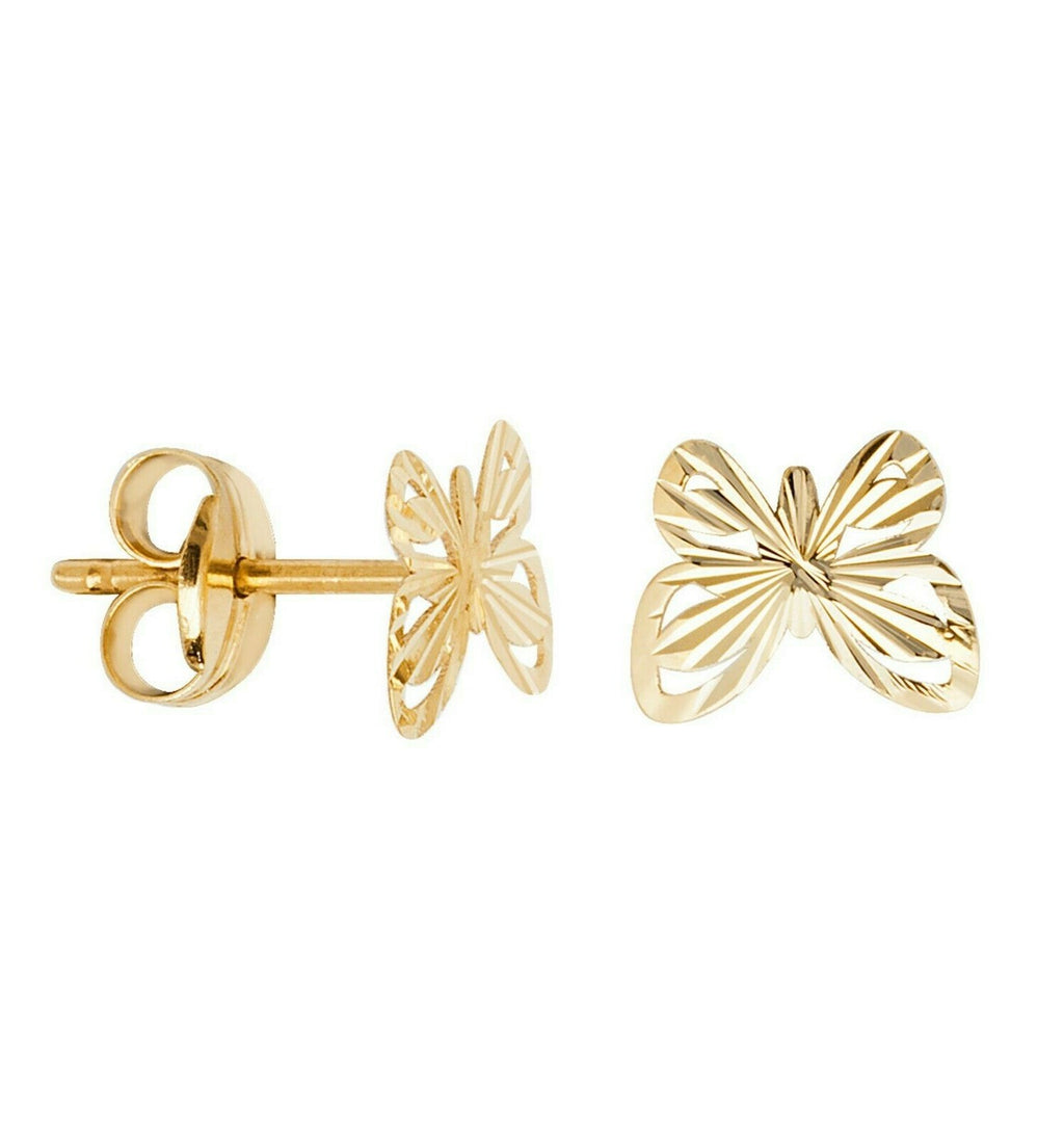Fancy Butterfly Earrings Diamond Cut 9ct Yellow Gold Hallmarked Brand New Boxed