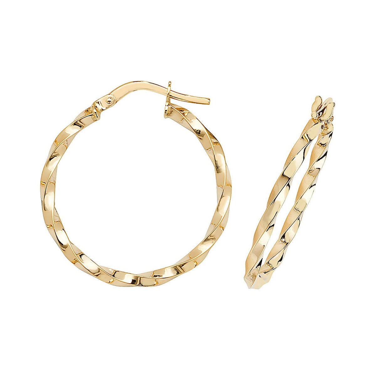 9ct Yellow Gold Twist Hoop Earrings 375 Hallmarked 8mm - 50mm Diameter