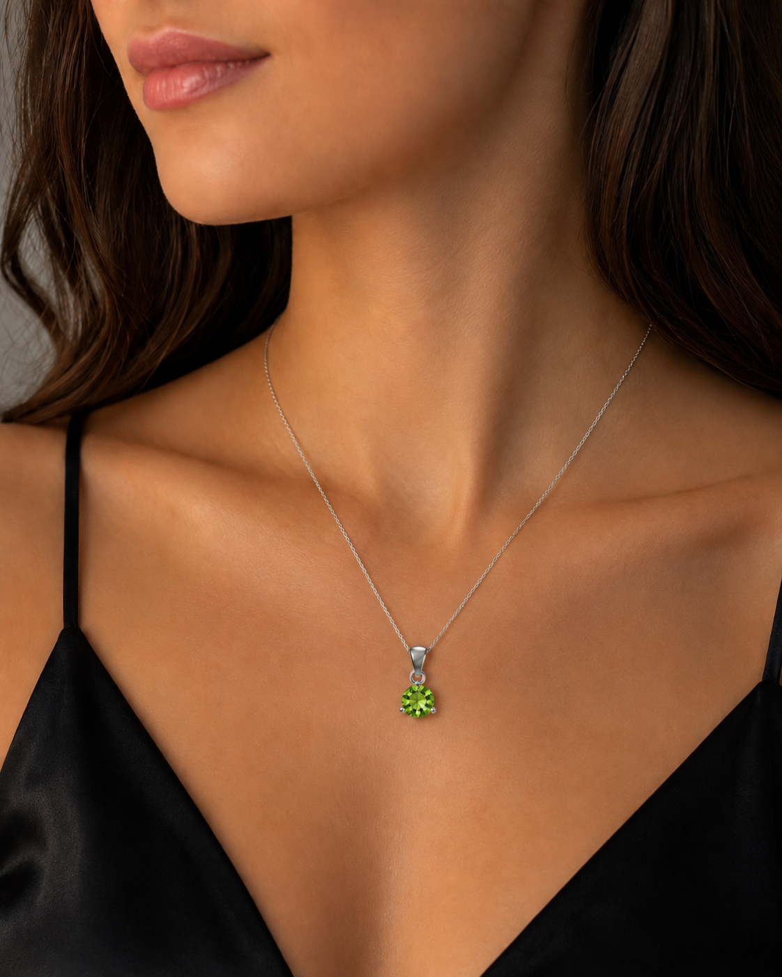 Sterling Silver Peridot Pendant Hallmarked British Made All Chain Lengths