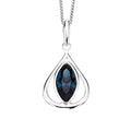 Open Teardrop Crystal Pendant Sterling Silver 925 Hallmarked All Chain Lengths