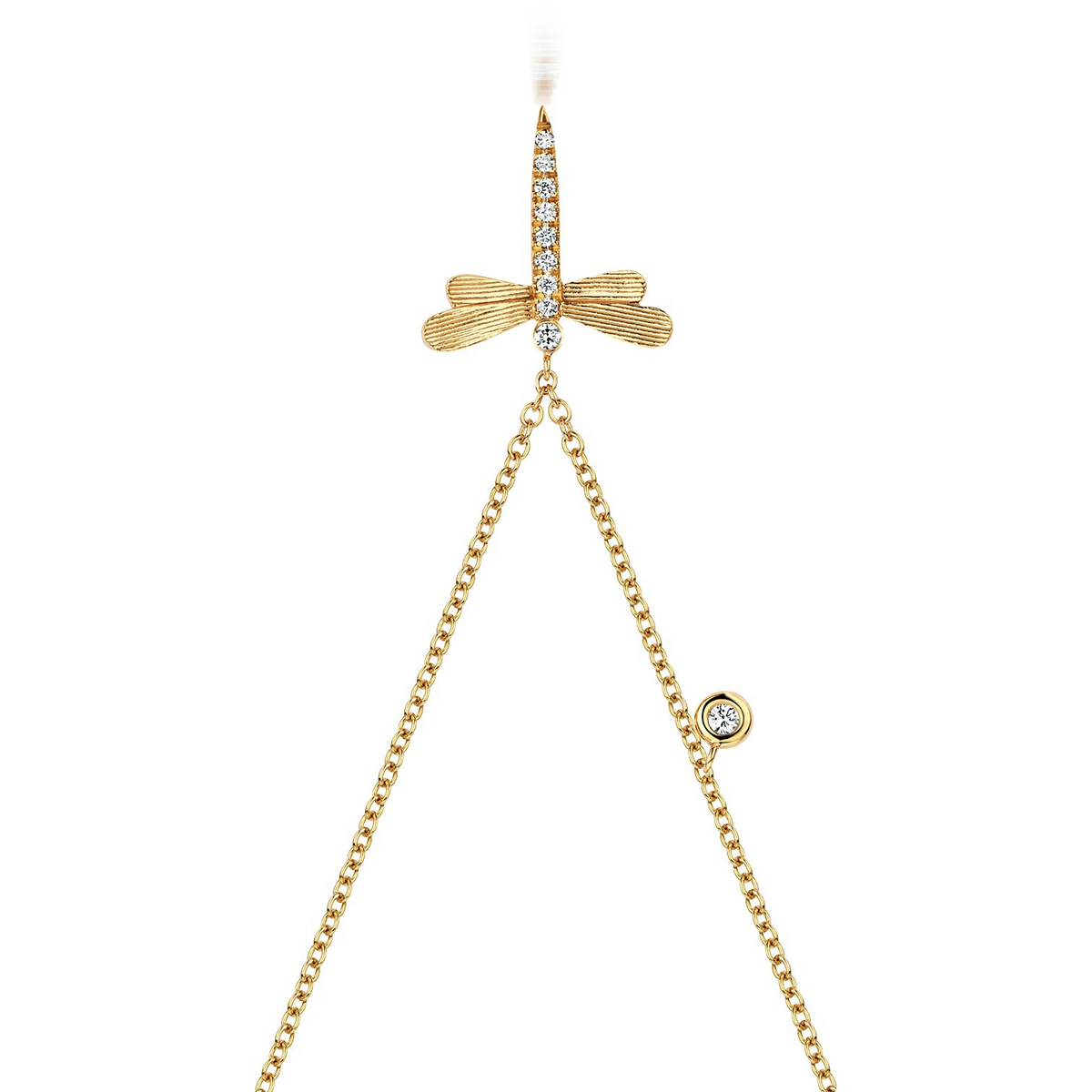 10 Natural Diamond Dragonfly Necklace 18ct Yellow Gold Hallmarked British Made
