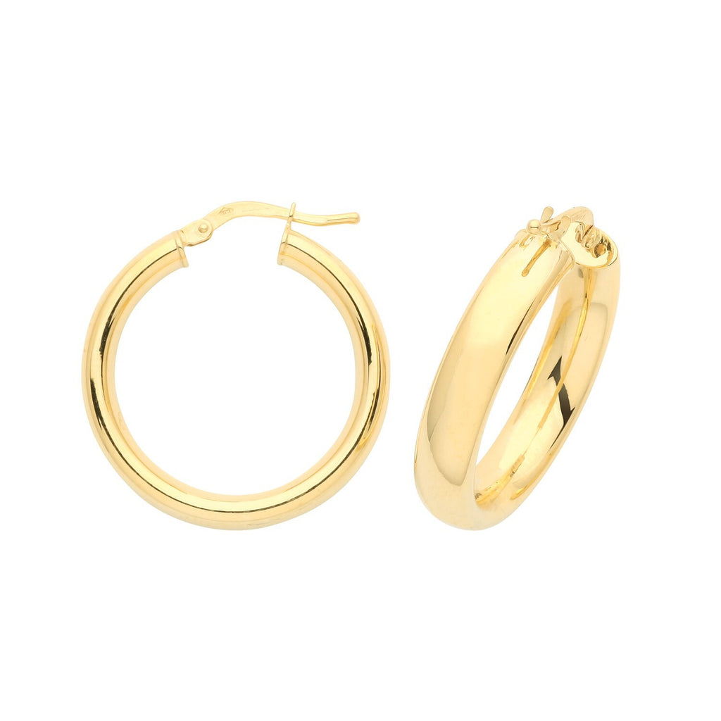 9ct Yellow Gold Hoop Earrings 375 Hallmarked 10mm - 20mm Diameter British Made