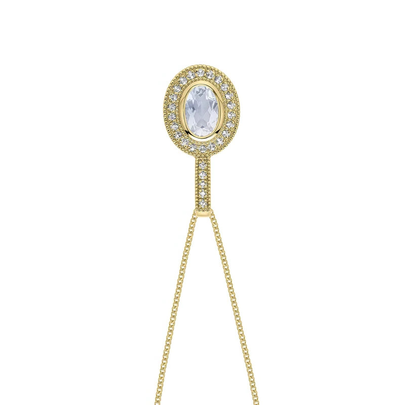 Oval Moonstone & Topaz Pendant 9ct Yellow Gold 375 Hallmarked British Made