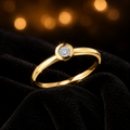 Rounded Bezel Diamond 9ct Yellow Gold Ring 375 Hallmarked Ring Sizes L - Q