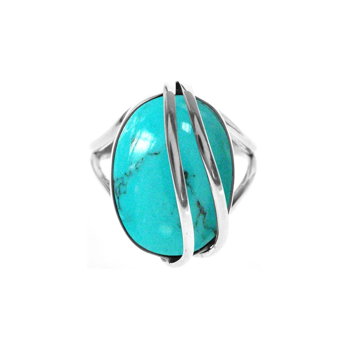 Natural Split Turquoise Sterling Silver 925 Hallmarked British Made Size L - S