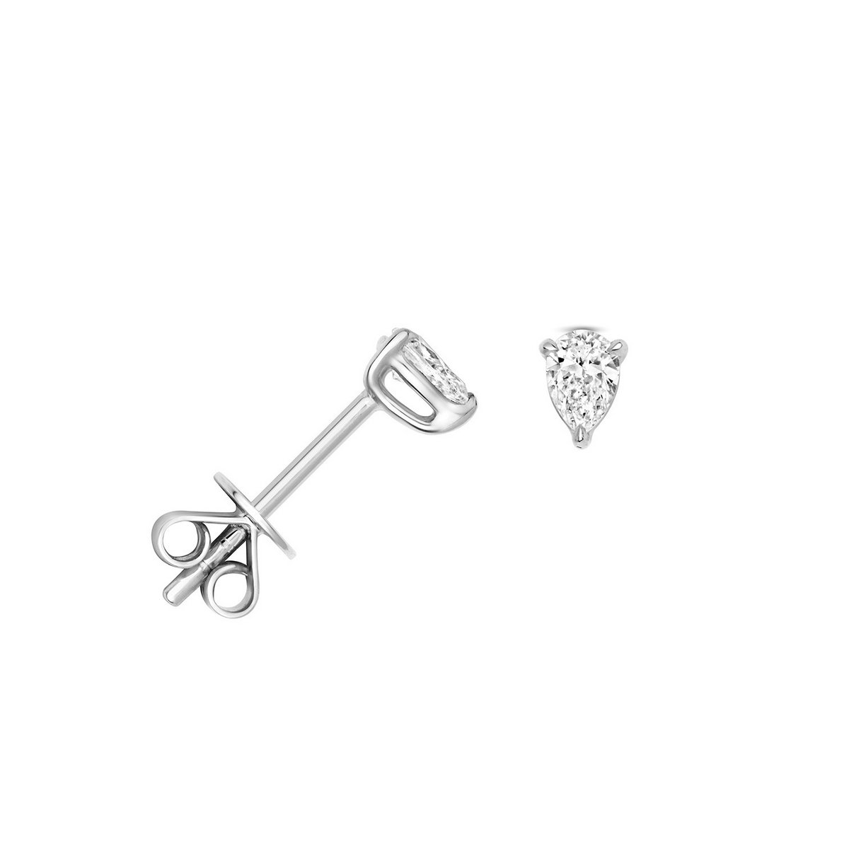 Natural Diamond Pear Stud Earrings 18ct White Gold Hallmarked British Made
