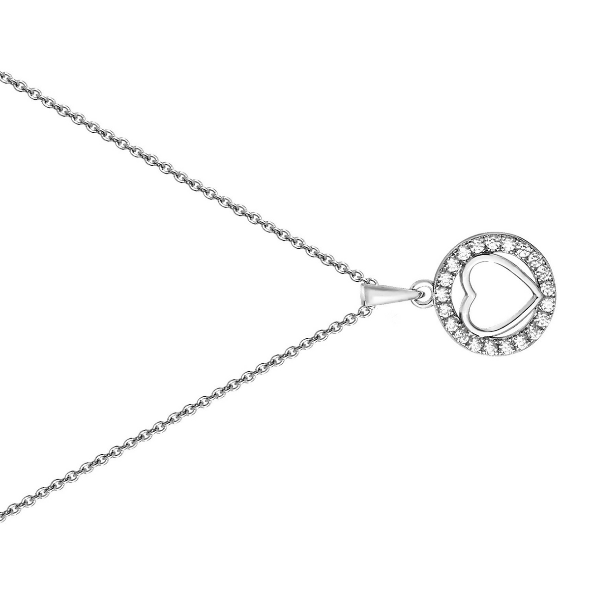 Ladies Circle Halo Heart Necklace Sterling Silver 925 Hallmarked British Made