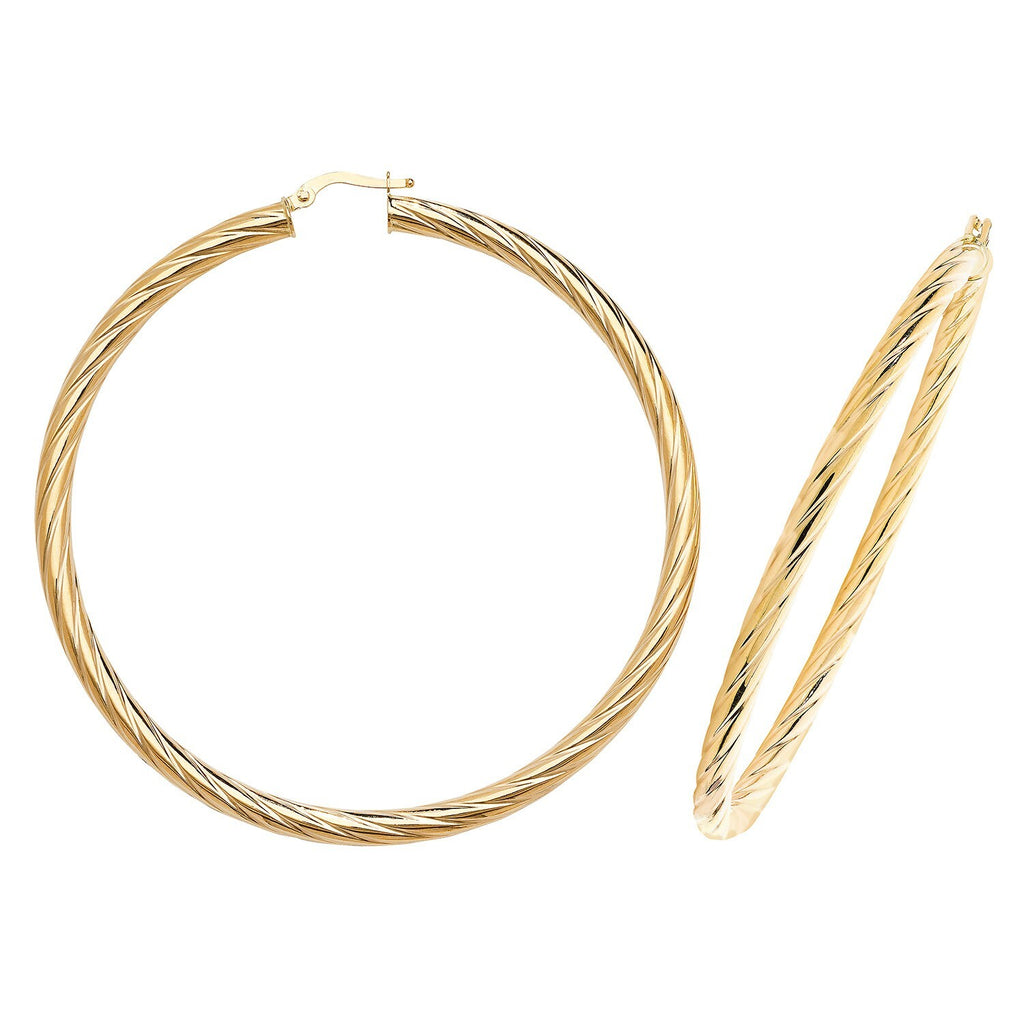 9ct Yellow Gold Woven Hoop Earrings 375 Hallmarked 10mm - 60mm Diameter