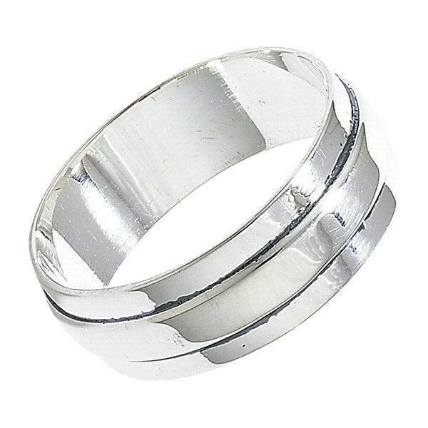 Men's Sterling Silver Wedding Band Grooved Ring Gents 925 Hallmark Sizes R - Z