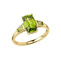 Baguette Trilogy Peridot Ring 9ct Yellow Gold Sizes L - Q British Made