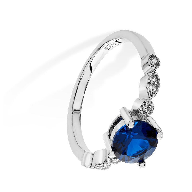 Sterling Silver Sapphire Ring Solitaire 925 Hallmarked British Made Sizes J - R