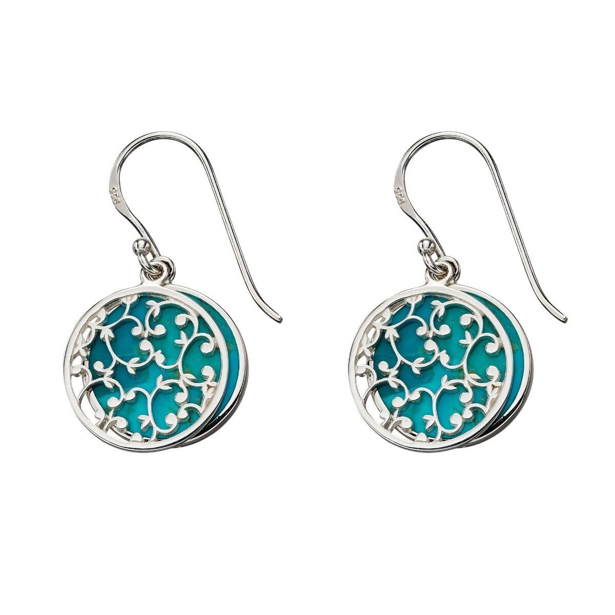 Turquoise 2 Piece Drop Earrings Sterling Silver 925 Hallmarked Brand New Boxed