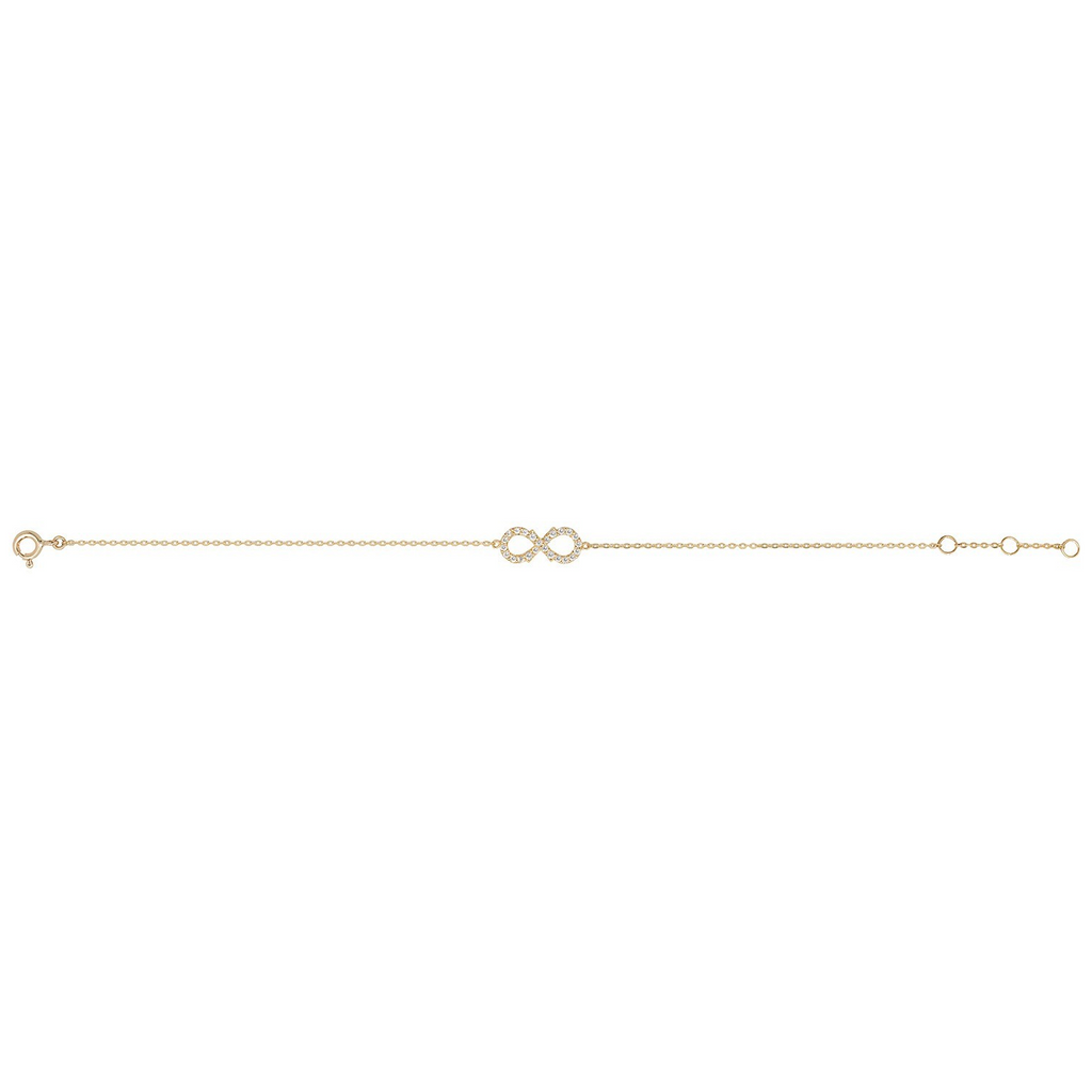 Ladies Pave Infinity Bracelet 9ct Yellow Gold 375 Hallmarked British Made