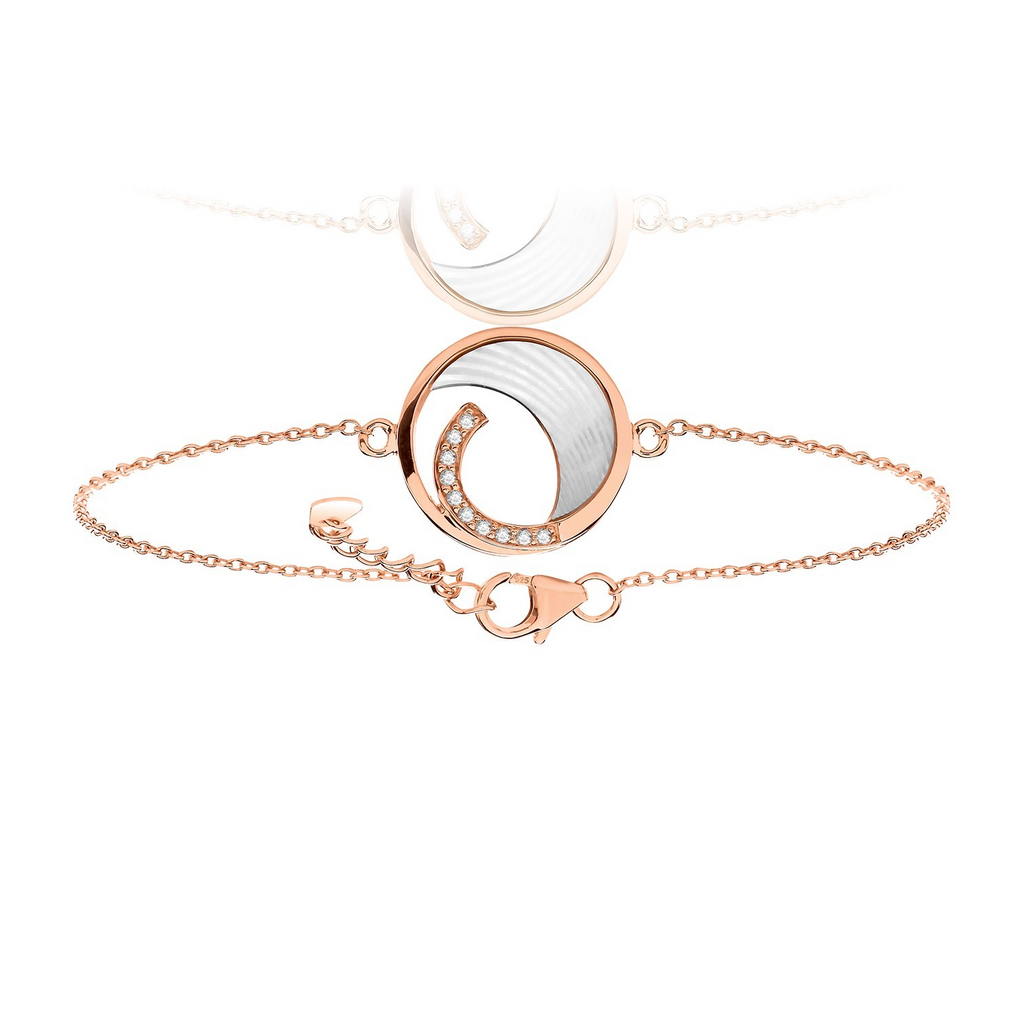 Mother of Pearl Moon Bracelet 9ct Rose Gold Plated Hallmarked Brand New Boxed
