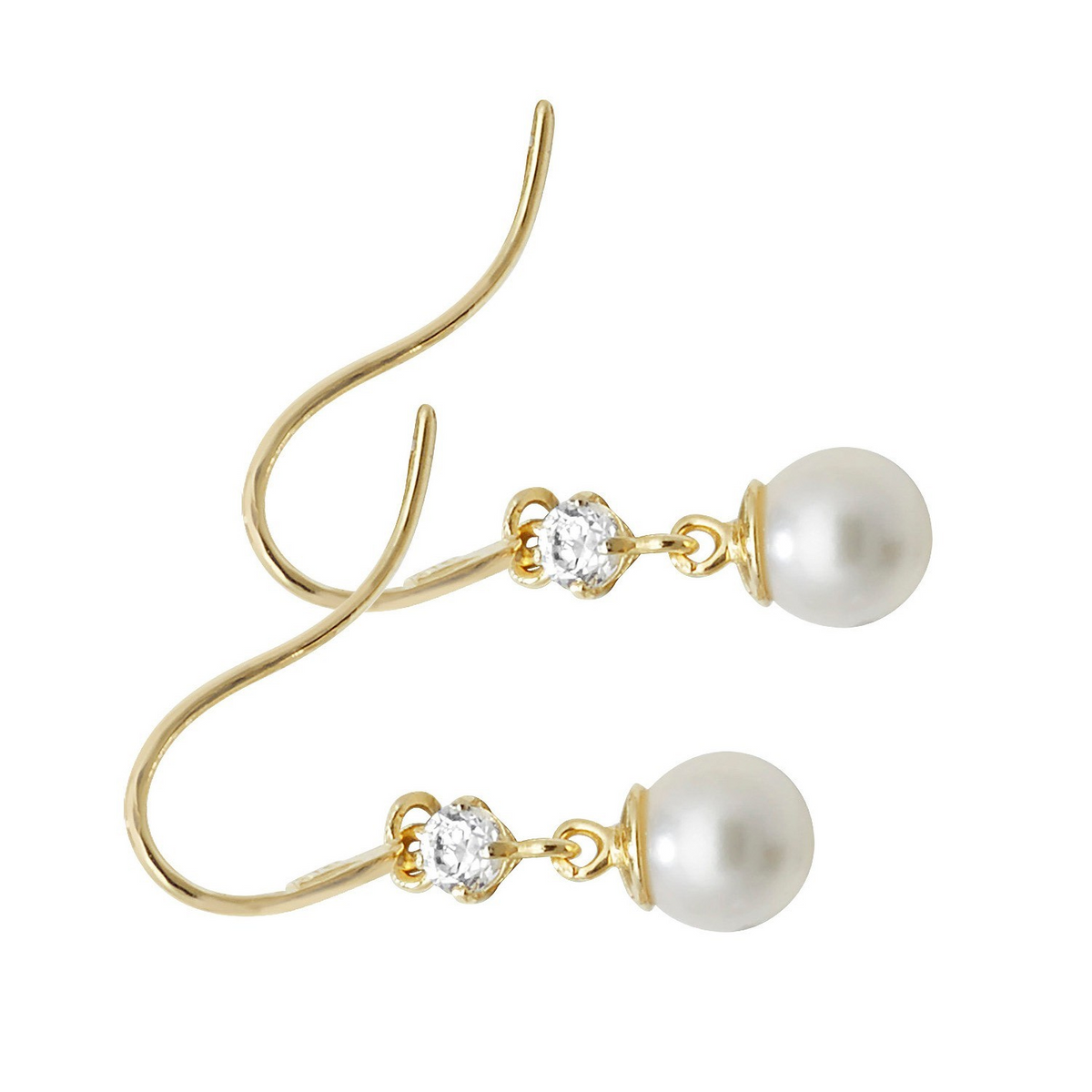 2 Stone Natural Pearl Drop Earrings 9ct Yellow Gold 375 Hallmark Brand New Boxed