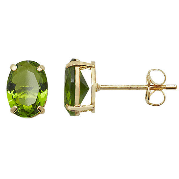 Oval Peridot Stud Earrings 9ct Yellow Gold 375 Hallmarked Brand New Boxed